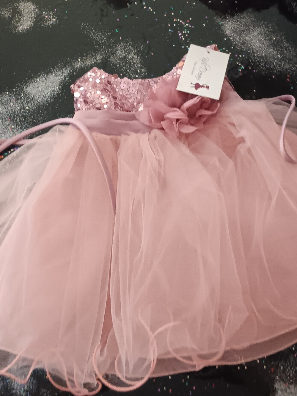 Kid's Dream Dusty Pink Sequin & Tulle Party Dress